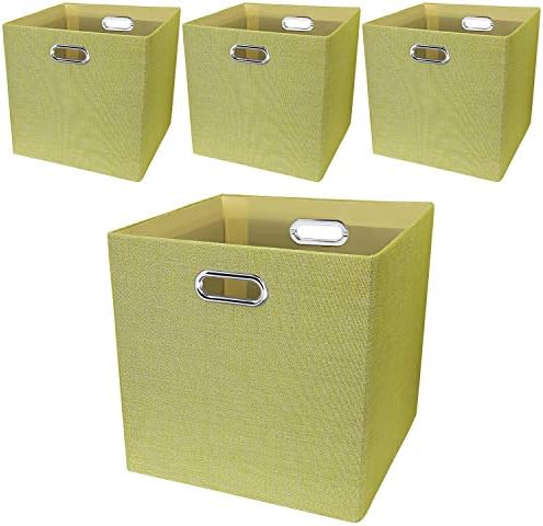 Posprica Kallax Cube Storage Boxes, 28×28cm Collapsible Storage Cube Basket Bins Containers for Shelf,Drawers,Cabinet, Closet (Set of 4, Grey)