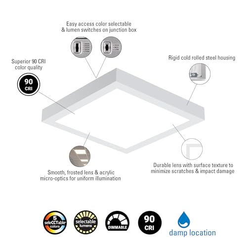 Metalux MMS Multi-Mount 1x1 LED Panel Ceiling Light with 5 CCT and 3 Lumen Select, 0-10V Dimming, Surface Mount, Recessed, Suspended, Wall Mount, 90 CRI - 11MMS-L3C5-UNV by Metalux - Image 4