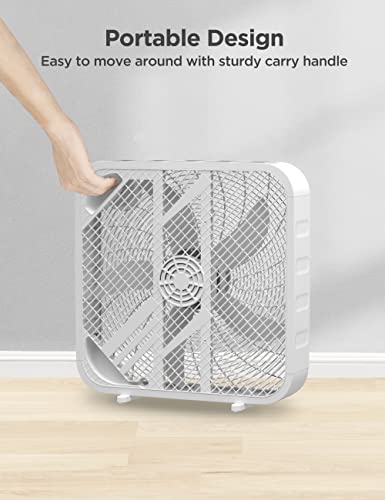 Pelonis 3-Speed Box Fan For Full-Force Circulation With Air Conditioner, White #TOP2