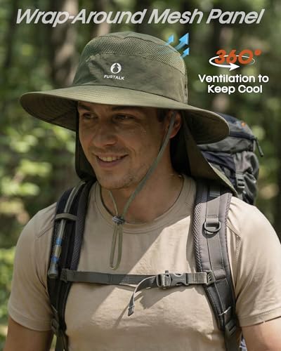 Image of FURTALK Sun Hats for Men Women Fishing Hat with Neck Flap UPF Protection