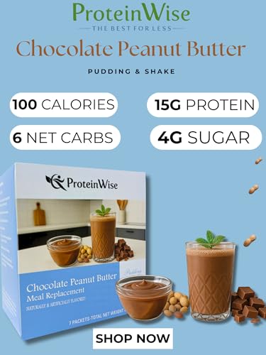 Image of ProteinWise - Chocolate Peanut Butter Pudding & Shake Meal Replacement - 7 /Box