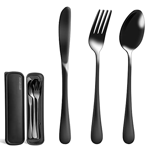 Saoshypei Portable Utensils Set With Case, 4Pcs Stainless Steel Reusable Silverware For Lunch Camping School Picnic Workplace Travel thumb #4