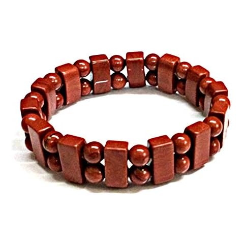 perlascarel Pulsera de Jaspe Rojo Ajustable con Bolsa de Tela Cover
