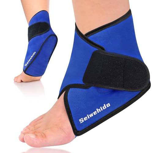 Ankle Ice Pack Wrap for Heel Swelling Pain Relief Reusable Gel Hot Cold Compress for Achilles Tendonitis Plantar Fasciitis Post-Surgery Sports Injury(1pcs Blue)