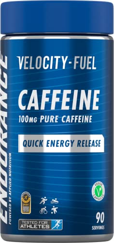 Applied Nutrition | Endurance Caffeine Capsules 100mg - Velocity-Fuel Pure Caffeine Quick Energy Release Increase Alertness Concentration Boost Endurance Performance Veggie Capsules 90 Servings