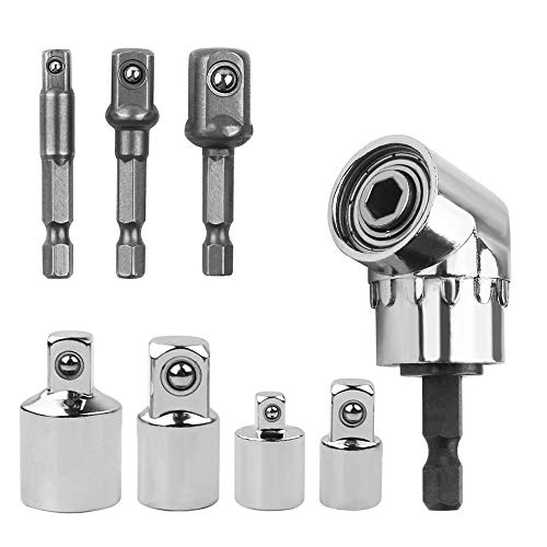 Weekly Top Sale Universal Socket Wrench Multifunctional 105 Right Angle Diver Extension Power Screwdriver Socket Adapter 1/4" 3/4"(7-19mm)Steel Power Screwdriver Hex Bit Drill Tool Cordless Ratchet Wrench Adapter Set