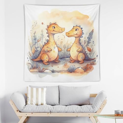Tapisserie dinosaure dessin animé toile murale finition soignée