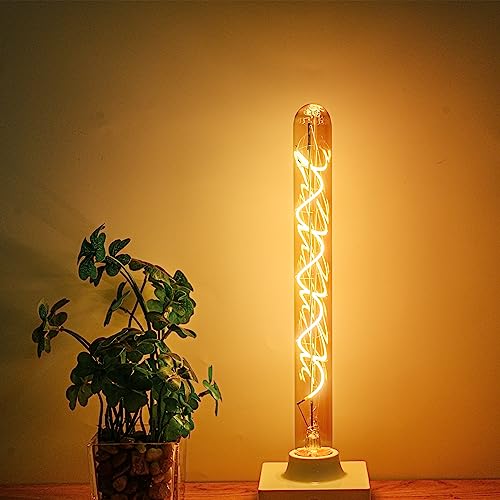 Beonllay T300 T10 Long Tubular Light Bulb,40 Watt Equivalent E26 Base Amber Vintage Edison Bulb 4W Dimmable Tubular Antique Style Decorative Led Filament Light Bulb thumb #6