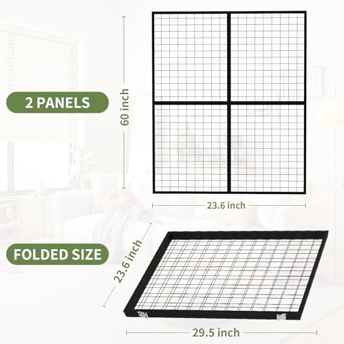 DEYEGELEA Faltbare Gitterwand-Präsentationstafel – 2 Stück 60 x 152 cm robuste Z-Einheit Drahtgitter-Wandpaneele für Einzelhandel, Messen, Pop-Up-Shop, vielseitiges Merchandiser-Display