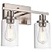 MELUCEE Metal Wall Lights with Clear Glass Shade 2 Heads Bathroom Light Fixtures Brushed Nickel Modern Vanity Lights Sconces for Hallway Bedroom Kitchen