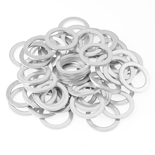 Image of HELIFOUNER 50 Pieces M16x22x1.5mm Automotive Drain Plug Gaskets, Oil Crush Washers, Aluminum Flat Washers, Inner Diameter 16mm, Outer Diameter 22mm, Thickness 1.5mm