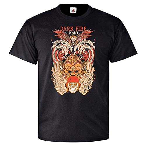 T-shirt Rocker Mongol Biker Skull Moto Dark Fire 1948 Noir pour vos Sorties