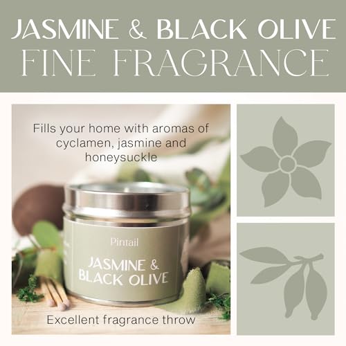 Pintail Candles Classic Tin (Jasmine and Black Olive Home Fragrance) Scented Candles Long Burning (35 Hour Burn Time) - Image 3