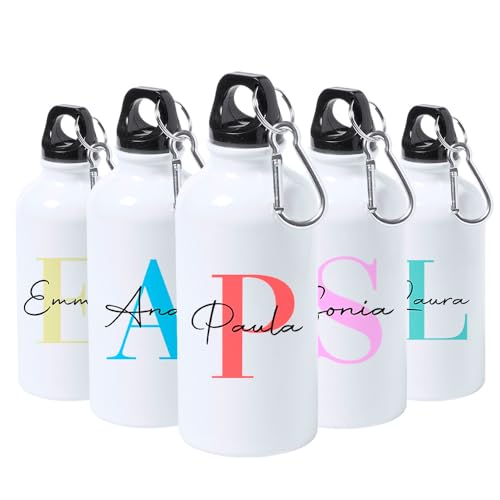 Genérico Botella Personalizada Inicial y Nombre Botellas de Agua Aluminio Regalo Niño Niña