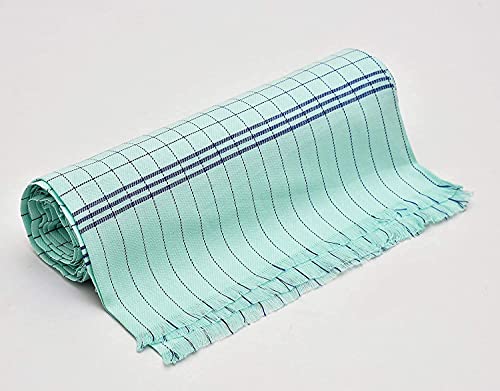 Image of 100% Cotton Soft Beautiful Coloured Chek Single Bed Size Skin Friendly Summer AC Blanket /Khes /Dohar /Top Sheet Set /Chadar (Green Coloured)