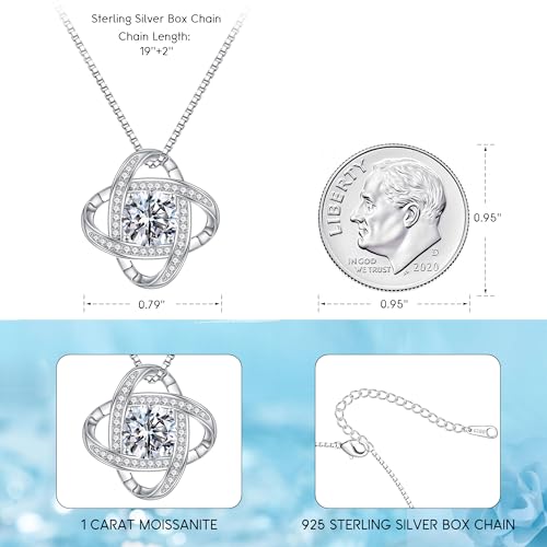 MOOSEA Love Knot Moissanite Necklace for Women, 1-3 ct D Color VVS1 Clarity Moissanite Pendant Necklace 925 Sterling Silver, Anniversary Birthday Gifts for Women Wife Mom Girlfriend Jewelry Gifts4