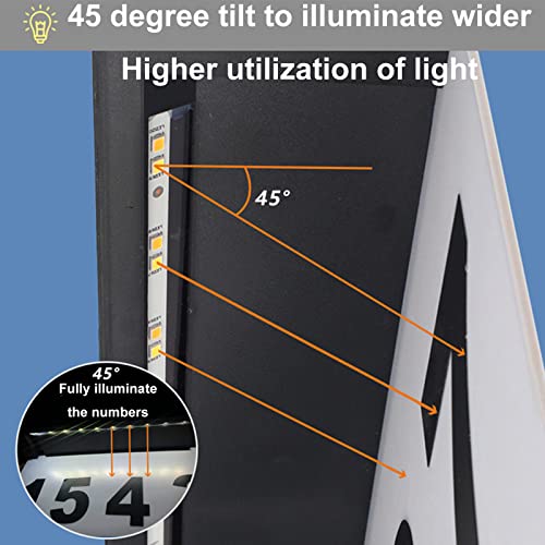 House Numbers, Solar Powered Led Address Plaques Luminous Digital Lights, 2 Lighting Modes Lighted Up Address Numbers Solar Powered For House, Yard Garden, Innovative Dual Installation(Cool + Warm Color Switch)（12.36 Inch X 7.24 Inch） #TOP4