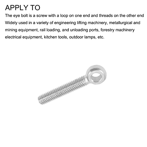 Image of METALLIXITY Shoulder Swing Lifting Bolt (M6x35mm) 4Pcs, 304 Stainless Steel Eye Bolts - for Home Renovation, Pipeline Gate Valves Fasteners, Silver
