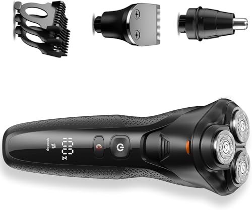 rategist Cordless Electric Razor for Men: 3-in-1 Shaver for Beard/Nose/Sideburns - IPX7 Waterproof Travel Kit