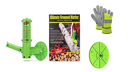 Mingo Marker Firewood Measuring Tool,Includes 6-12-24" and 16" Marking Wheels and Outdoor Work Gloves,Wood Cutting Equipment,Firewood Measuring Tool For Chainsaw,Log Notching Tool,Campfire Gloves