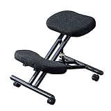 HomeSailing Black Adjustable Office Kneeling Chair Stool with Fabric Upholstered Ergonomic Orthopaedic Knee Desk Chairs for Posture Back Relife with Wheels