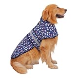 Picture of HDE Dog Raincoat Jacket Reflective Adjustable Hooded Pet Poncho Rain Coat with Leash Hole for Small to X-Large Dogs Nautical Boats - XL