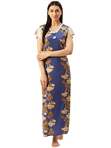 Image of Klamotten Printed Cotton Blend Burgandy Women Nightdress