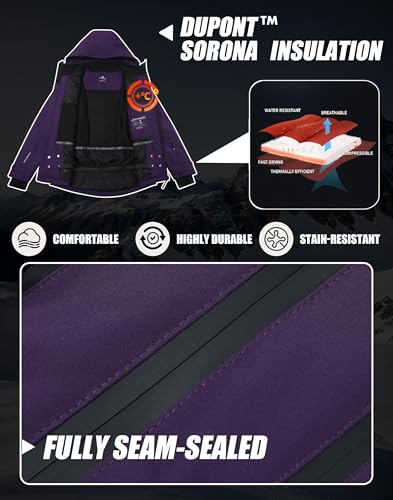 Pioneer Camp Damen Winterjacke Wasserdicht Winddicht Atmungsaktiv Skijacke für Snowboard Ski Outdoor(Shadow Purple;S)