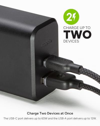 Mophie GaN Up to 60W Dual-Port USB-C Wall Charger (Black) - image 2