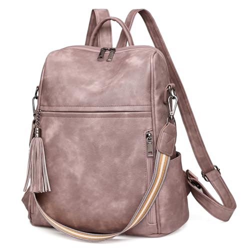 Sac à dos voyage femme en polyuréthane tendance avec pompon pour weekend