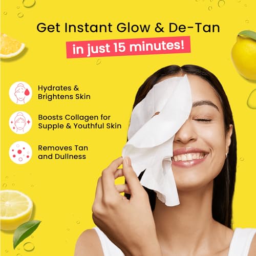 Image of Chicnutrix - Collagen & Vitamin C Korean Sheet Mask | 25g (Pack of 5 Face Mask) | Instant Brightening & Glow | With Niacinamide & Hyaluronic Acid | All Skin Types
