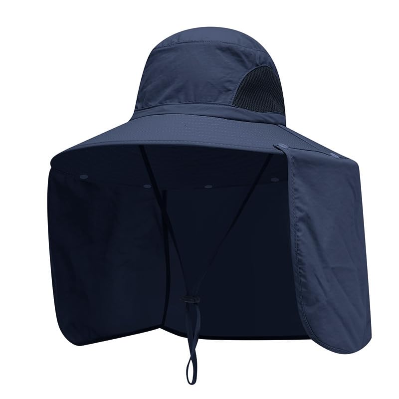 Image of Sun Blocker Hats Outdoor Sun Protection Fishing Cap with Neck Flap Large Brim Outdoor Hat