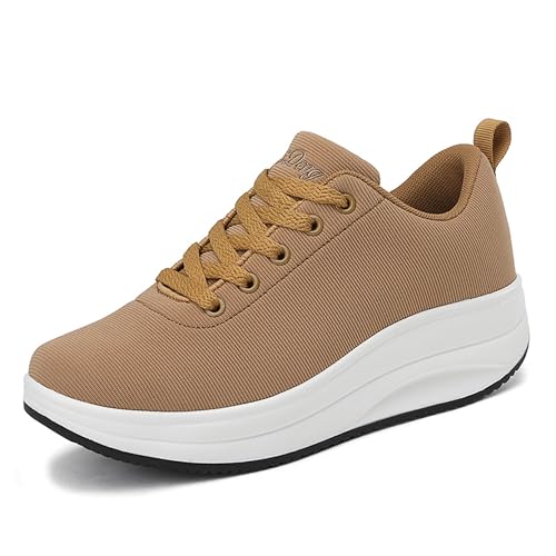 Image of RUIDENG Platform Sneakers for Women Walking All Day | Slip Resistant Work Shoes for Women Comfortable | 2 Inch Thick Wedge Rocker Bottom