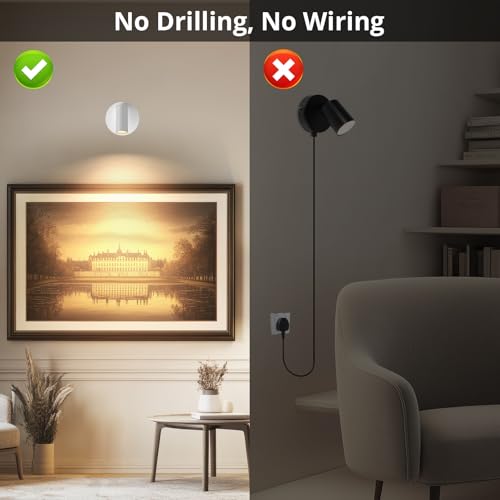 Image of TaoFiaCo Spotlight Indoor, Wireless Battery Operated with Remote,Uplight Indoor Down Light for Picture on Wall, Plant Spotlight Dimmable Timer, Mini Ceiling Lights Painting for Trees Plant
