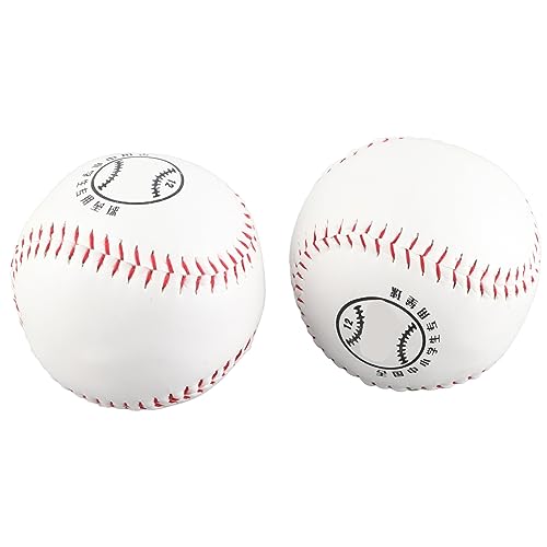 equlup Practice Baseball, 2Pcs PU Softball 12in 30mm Hand Sewing Hard Ball High Elastic Beginners Safe Throwing Accessory for Catching and Batting