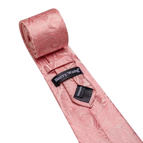 Image of Barry.Wang Men Tie Set Paisley Silk Necktie Pocket Square Cufflinks Formal Wedding Business Party
