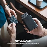 Geldbörse mit schlankem Pop-Up-Kartenhalter für Herren, Bifold Minimalistische Smart Wallet RFID Blocking Kreditkartenetui mit Ausweisfenster & dehnbarem Geldfach, Schwarz – Ansicht 2