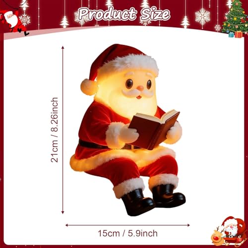 Lámpara de Mesa Navidad Figura Santa Leyendo Libro 20cm miniatura 2