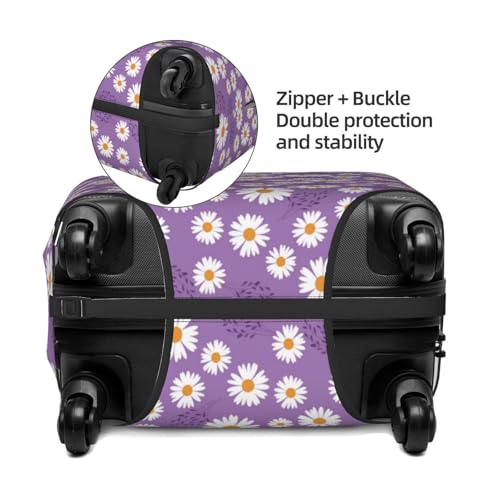Travel Luggage Cover Protector - Daisies Flowers Petal Purple Anti-Scratch Suitcase Covers Fits 18-32 Inch Luggage4