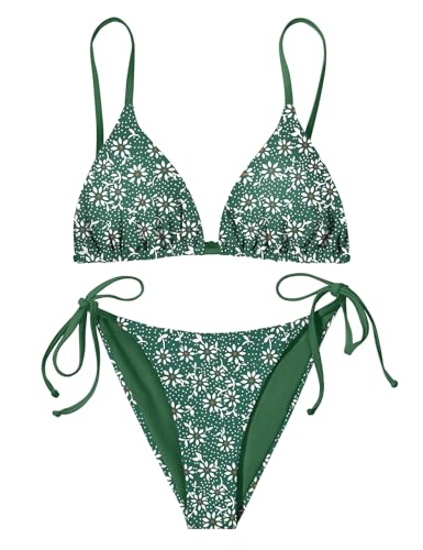 Nadeer Damen Bikini Set Sexy Triangel Verstellbare Bademode Blumenmuster...