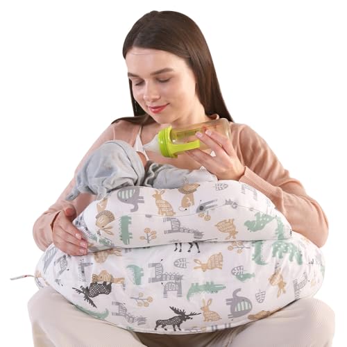 Image of TREE.NB Nursing Pillow for Breastfeeding, Plus Size Breastfeeding Pillows for Mom and Baby, Provide More Support with Adjustable Waist Strap, Removable Cotton Cover, White