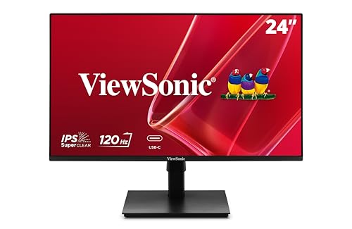 ViewSonic VA2448-MHU 24 Inch 1080p Monitor, IPS Display with 120Hz for Everyday Productivity, Variable Refresh Rate for Home and Office, HDMI, VGA, and USB C Inputs
