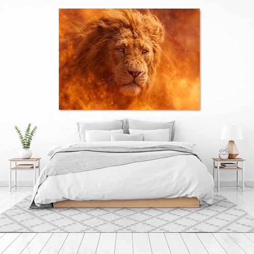 Tableau lion abstrait de luxe CUDAOO grand format marron encadré - 3