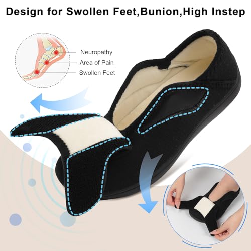Scurtain Womens Slippers Comfy Wide Diabetic Slippers Adjustable Walking Shoes Neuropathy Orthopedic Recovery House Shoes3