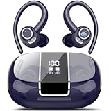 Csasan Bluetooth Kopfhörer Sport, in Ear Kopfhörer Kabellos Bluetooth 5.3 mit Ohrbügel, Hi-Fi Stereo Sound, 48Std Earbuds mit 4 ENC Noise Cancelling Mikrofon, IPX7 Wasserdicht Ohrhörer, Dunkelblau