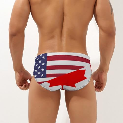 Canada and USA Flag Novelty Men's Swimming Brief Swimwear Pants Trunks Beach Shorts Underwear2