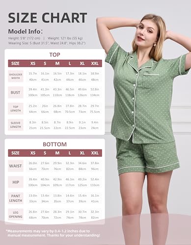 Image of NAP BOUND 100% Cotton Pajamas for Women Sets 2 Pieces Pjs Button short sleeves with Pockets Soft Sleepwear Loungewear XS-XXL