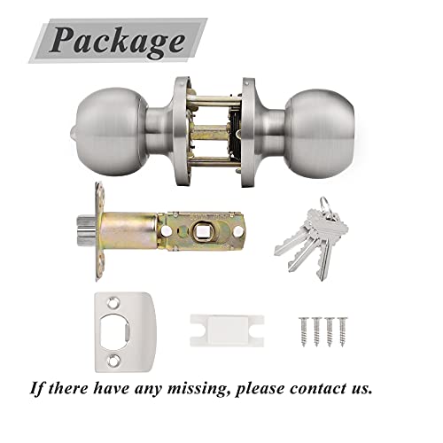 Probrico DL607SNET-COMBO-2PACK 2 Pack Keyed Alike Door Knobs Combo Pack, Brushed Nickel Ball Entry Door Knobs Entrance Lockset thumb #6