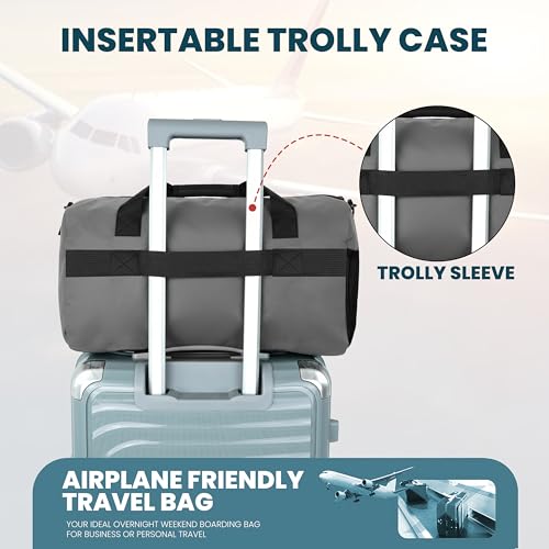Image of Storite Nylon 50.5cm Travel Duffel Bag for Men & Women with Dry & Wet Pocket, Lightweight Water Resistant Luggage Bag with Shoe Compartment (Grey, 50.5x23x28cm)