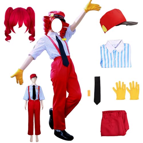 VSAEJO Kasane Costume Kasane Outfit Uniform Red Overalls Hat with Wig(Small)